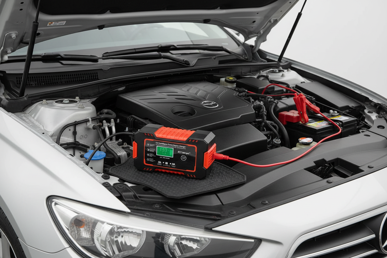 Carregador em uso no motor